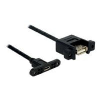 DELOCK Kabel USB 2.0 micro-B Buchse zum Einbau > USB 2.0 A Buchse zum Einbau 0,25 m