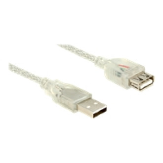 DELOCK Verlängerungskabel USB 2.0 Typ-A Stecker > USB 2.0 Typ-A Buchse 1 m transparent