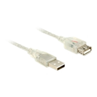 DELOCK Verlängerungskabel USB 2.0 Typ-A Stecker > USB 2.0 Typ-A Buchse 3 m transparent