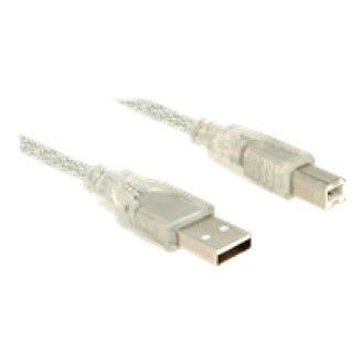DELOCK Kabel USB 2.0 Typ-A Stecker > USB 2.0 Typ-B Stecker 1,5 m transparent