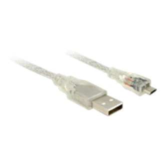 DELOCK Kabel USB 2.0 Typ-A Stecker > USB 2.0 Micro-B Stecker 5 m transparent