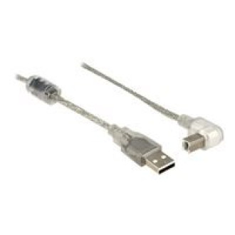 DELOCK Kabel USB 2.0 A Stecker > USB 2.0 B Stecker 90G gewinkelt unten 3,0 m transparent