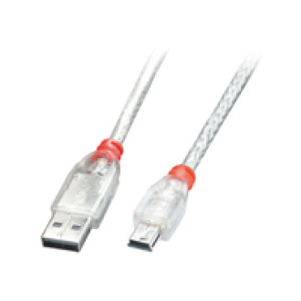 LINDY USB 2.0 Kabel A/Mini-B, transparent, 3m USB High Speed