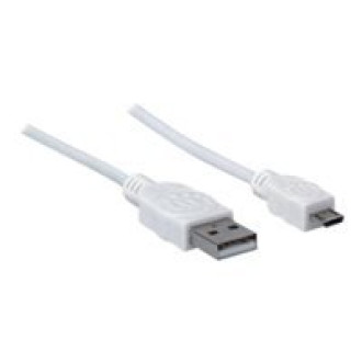 MANHATTAN Hi-Speed USB Micro-B Anschlusskabel USB 2.0 Typ A Stecker - Micro-B Stecker 480 Mbps 1,8m weiss