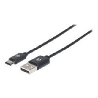 MANHATTAN Hi-Speed USB C Anschlusskabel USB 2.0 Typ A Stecker - Typ C Stecker 480 Mbps 1m Schwarz