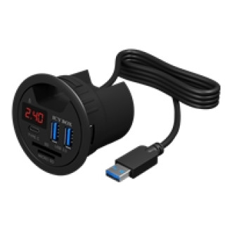 ICY BOX IB-Hub1404 Tisch-Hub mit 2 Kartenlesern unterstuetzt Ladefunktion und LED Anzeige incl. 5 V / 4 A Stromadapter