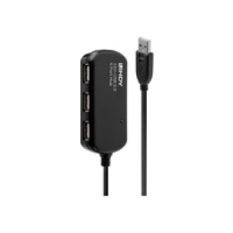 LINDY USB 2.0 Aktiv-Verlaengerung Pro 12m inklusive 4 Port USB-Hub