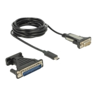 DELOCK Adapter USB Type-C > 1 x Seriell DB9 RS-232 + Adapter DB25