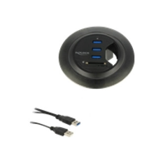 DELOCK Tisch-Hub 3 Port USB 3.0 + 2 Slot SD Card Reader