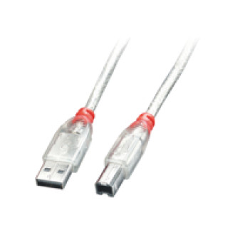 LINDY USB 2.0 Kabel A/B transparent 5m Transferrate bis 480 MBit/s