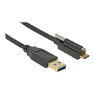DELOCK Kabel SuperSpeed USB 10 Gbps USB 3.1 Gen 2 Typ-A Stecker > USB Type-C Stecker mit Schraube oben 1m schwarz