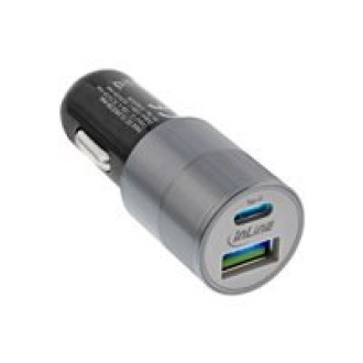 INLINE USB KFZ Stromadapter Quick Charge 3.0 12/24V DZ zu 5V DC 3A USB A und USB Typ-C schwarz