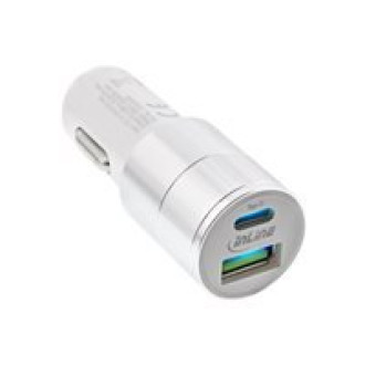 INLINE USB KFZ Stromadapter Quick Charge 3.0 12/24V DZ zu 5V DC 3A USB A und USB Typ-C weiss