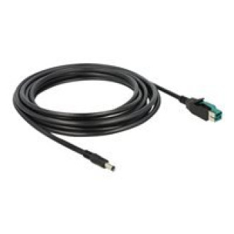 DELOCK PoweredUSB Kabel Stecker 12 V > DC 5,5 x 2,1 mm Stecker 4 m für POS Drucker und Terminals