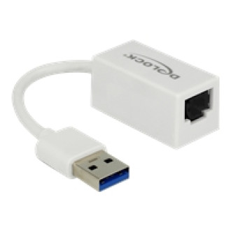 DELOCK Adapter SuperSpeed USB USB 3.1 Gen 1 mit USB Typ-A Stecker > Gigabit LAN 10/100/1000 Mbps kompakt weiss