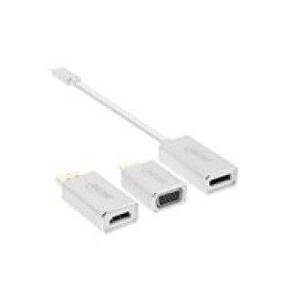 INLINE USB Display Konverter Set 6-in-1 USB Typ-C zu DisplayPort Buchse HDMI VGA DP Alt Mode 4K2K silber 0,2m