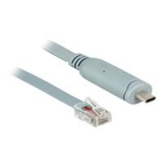 DELOCK Adapter USB 2.0 Typ-C Stecker > 1 x Seriell RS-232 RJ45 Stecker 5,0m grau