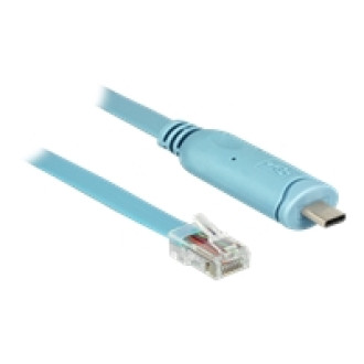 DELOCK Adapter USB 2.0 Typ-C Stecker > 1 x Seriell RS-232 RJ45 Stecker 3,0m blau
