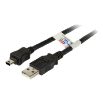 EFB USB2.0 Anschlusskabel Typ A Stecker auf Mini B Stecker 5 polig Premium Schwarz 1m