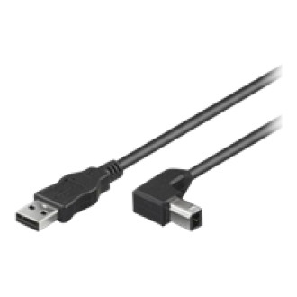 TECHLY USB2.0 Anschlusskabel Schwarz Stecker Typ-A auf Stecker Typ-B 90 Grad gewinkelt Laenge 2m