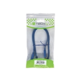TECHLY USB3.0 Flachkabel blau 1m Stecker Typ A auf Stecker Typ Micro B