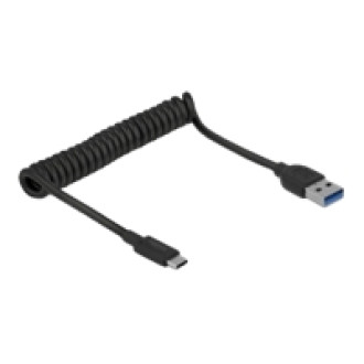DELOCK USB 3.1 Gen 2 Spiralkabel Typ-A Stecker zu Typ-C Stecker