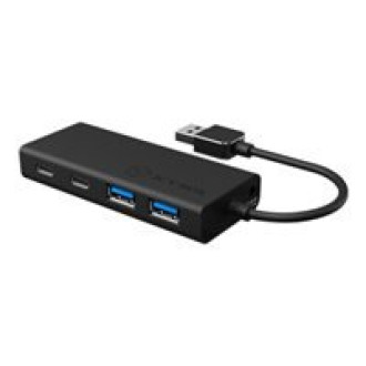 ICY BOX IB-HUB1425-C3 USB 3.0 HUB mit 2x USB 3.0 Type-A und 2x USB 3.0 Type-C Integriertes USB Kabel - Lange 10 cm Aluminium