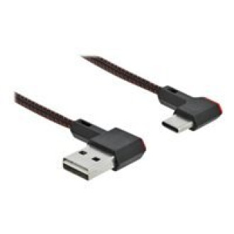 DELOCK EASY-USB 2.0 Kabel Typ-A Stecker zu USB Type-C Stecker gewinkelt oben / unten 2 m schwarz