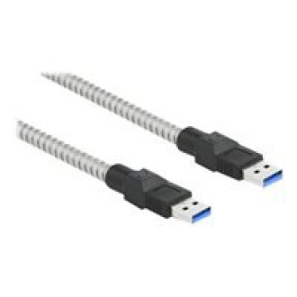 DELOCK USB 3.2 Gen 1 Kabel Typ-A Stecker zu Typ-A Stecker mit Metallmantel 1m