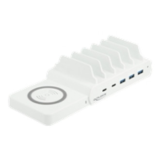 DELOCK USB und kabelloses Ladegerät 2 x USB Type-C PD + 3 x USB Typ-A mit 110W