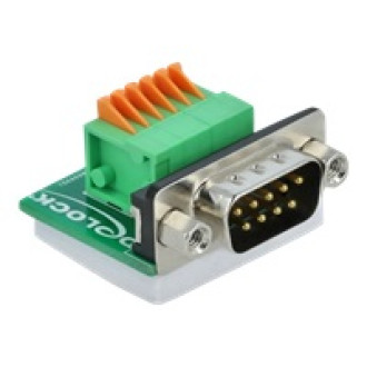 DELOCK D-Sub9 Stecker zu Terminalblock Adapter mit Drucktaster horizontal