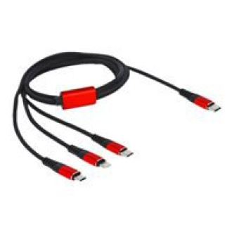 DELOCK USB Ladekabel 3in1 USB Type-C zu Lightning / Micro USB / USB Type-C 1m