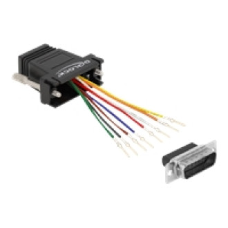 DELOCK Adapter D-Sub 15 Pin Stecker zu RJ45 Buchse Montagesatz schwarz