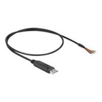 DELOCK Adapterkabel USB 2.0 Typ-A zu seriell RS-232 mit 9 offenen Kabelenden + Schirmung 0,5m