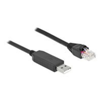 DELOCK Serielles Anschlusskabel mit FTDI Chipsatz USB 2.0 Typ-A Stecker zu RS-232 RJ45 Stecker 50cm schwarz