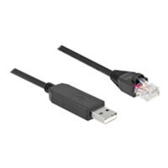 DELOCK Serielles Anschlusskabel mit FTDI Chipsatz USB 2.0 Typ-A Stecker zu RS-232 RJ45 Stecker 2m schwarz