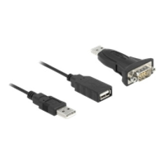 DELOCK Adapter USB 2.0 Typ-A zu 1 x Seriell RS-232 D-Sub 9 Pin Stecker mit Muttern