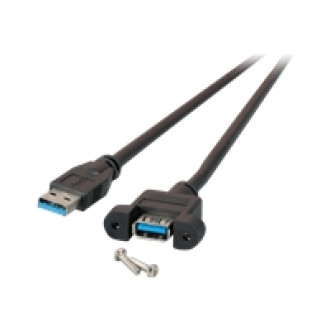 EFB USB3.0 Verlaengerungskabel Typ A Stecker auf Typ A Einbaubuchse Schwarz 1,8m