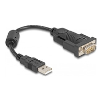 DELOCK Adapter USB 2.0 Typ-A zu 1 x Seriell RS-232 D-Sub 9 Pin Stecker mit Ferritkern 0,25m