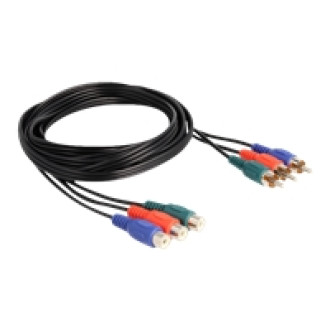 DELOCK Cinch RGB Verlängerungskabel 3 x Stecker zu 3 x Buchse 3m