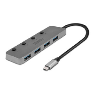 LINDY 4 Port USB 3.2 Typ C Hub mit Ein-/Ausschalter