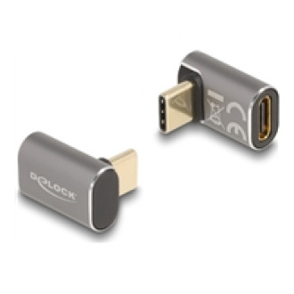 DELOCK USB Adapter 40 Gbps USB Type-C PD 3.0 100W Stecker zu Buchse gewinkelt 8K 60Hz Metall