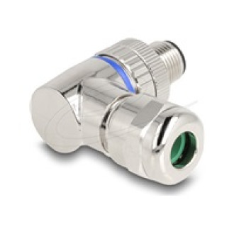 DELOCK M12 Steckverbinder A-kodiert 3 Pin Stecker zur Montage mit Schraubanschluss 90 gewinkelt Metall