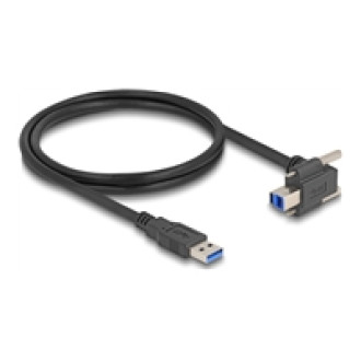 DELOCK USB 5 Gbps Kabel USB Typ-A Stecker gerade zu USB Typ-B Stecker mit Schraubenabstand 22mm 90 nach oben gewinkelt 1m schwarz