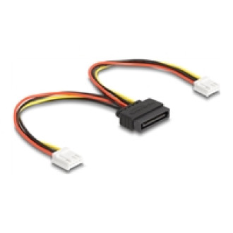 DELOCK SATA Stromkabel 15 Pin Stecker zu 2 x Floppy 4 Pin Buchse 15cm