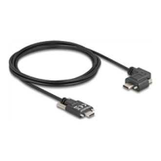 DELOCK USB 2.0 Kabel USB Type-C Stecker mit Schrauben zu USB Type-C Stecker mit Schrauben gewinkelt links / rechts PD 3.0 60 W 2m