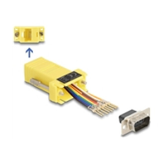 DELOCK D-Sub 9 Pin Stecker zu RJ45 Buchse Montagesatz gelb