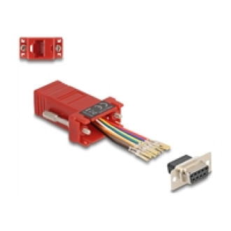 DELOCK D-Sub 9 Pin Buchse zu RJ45 Buchse Montagesatz rot