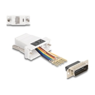 DELOCK D-Sub 15 Pin Stecker zu RJ45 Buchse Montagesatz weiss