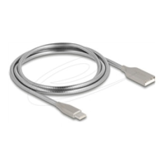 DELOCK USB 2.0 Kabel mit Metallmantel USB Typ-A Stecker zu USB Type-C Stecker PD 3.0 60 W 1m silber